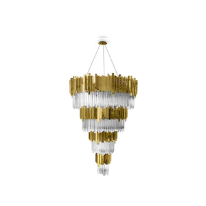 Elegant Gold And Crystal Chandelier with Geometric Design for Contemporary Home Decor