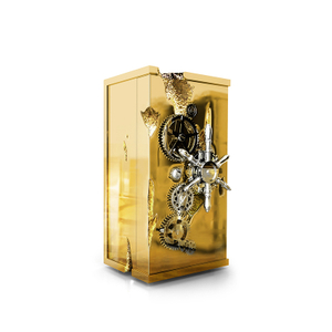 Modern gold metal wooden base storage cabinet