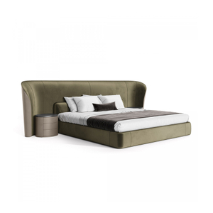 Nubuck luxury king bed set furniture with nightstand with storage