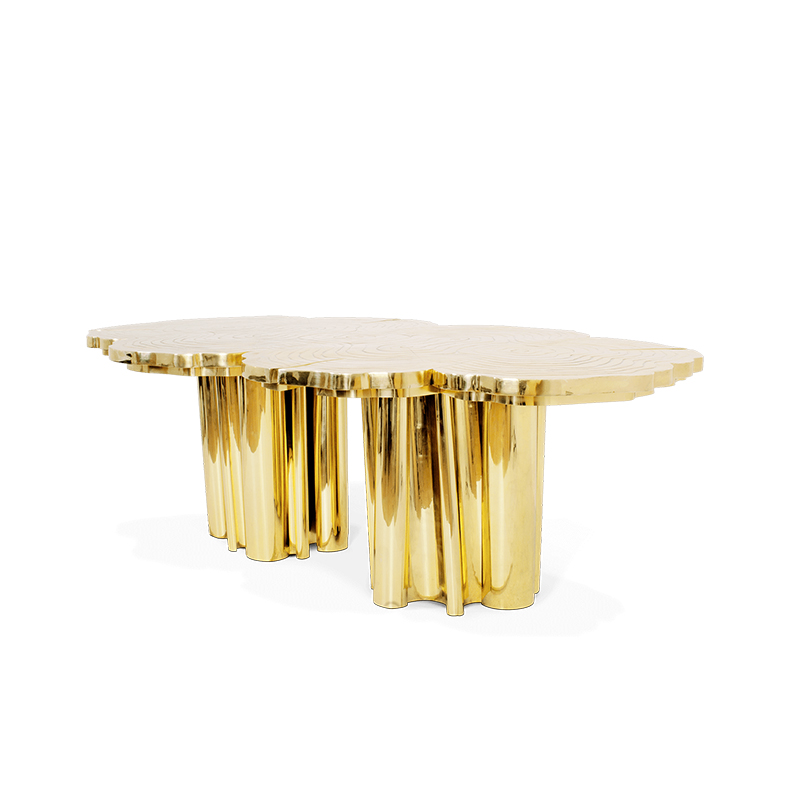 Hand Forged Irregular Roots Polished Mirror Brass Dining Table