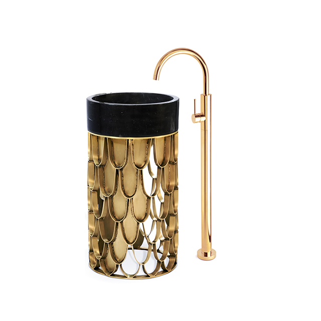 Gold shaped stainless steel washbasin