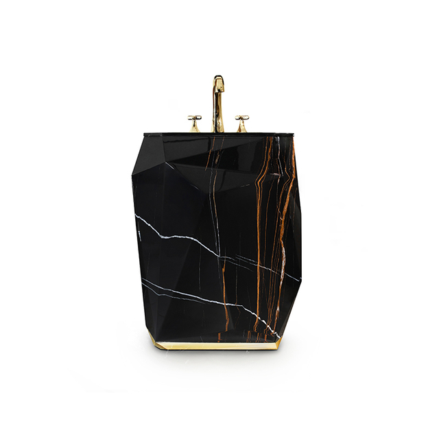  luxury acrylic freestanding pedestal black gold bathroom sinks
