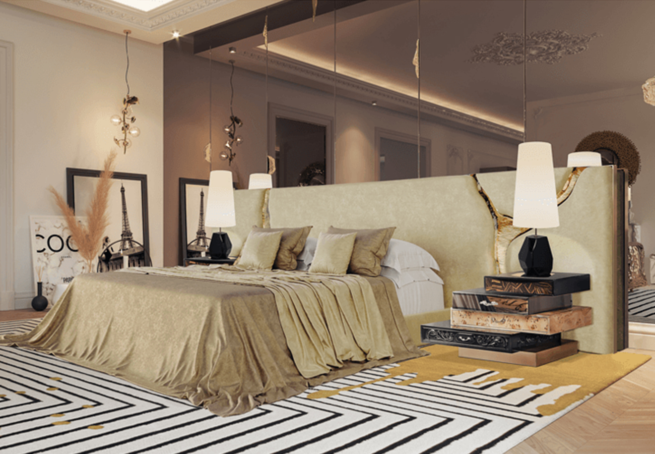 Luxury bedroom furniture big headboard Leather double bed