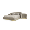  Modern wide headboard velvet bed set furniture with nightstand