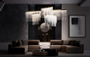 Stylish Gold And Crystal Pendant Light with Curved Design, Perfect for Contemporary Dining And Living Room Spaces, Adding A Touch of Elegance And Sophistication
