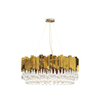 Chic Gold And Crystal Pendant Light with Contemporary Layered Design, Ideal for Enhancing Elegance in Living Rooms And Dining Spaces