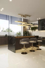 Sleek Gold And Marble Pendant Light with Minimalist Design, Perfect for Enhancing Modern Dining Areas And Contemporary Spaces