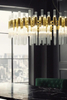 Sophisticated Gold And Clear Glass Pendant Light with Modern Tubular Design, Perfect for Elevating Dining Rooms And Contemporary Living Spaces