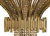 Elegant Plafond Light Fixture with Gold-Plated Brass And Gold Teak Crystals for Classic And Modern Interiors
