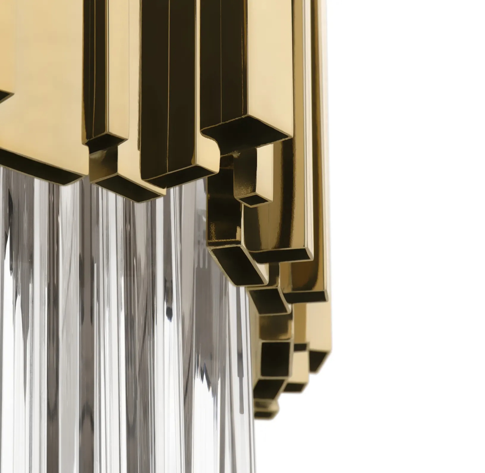 Luxurious Gold And Clear Crystal Wall Lamp with Layered Geometric Design, Perfect for Elevating Modern Interiors