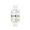 Sophisticated Clear Glass And Gold Wall Sconce with Chic Horizontal Bands, Ideal for Adding A Touch of Elegance To Modern Spaces