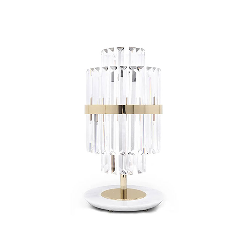 Stylish Crystal and Gold Table Lamp with Elegant Cylindrical Design, Ideal for Enhancing Modern Decor in Any Room
