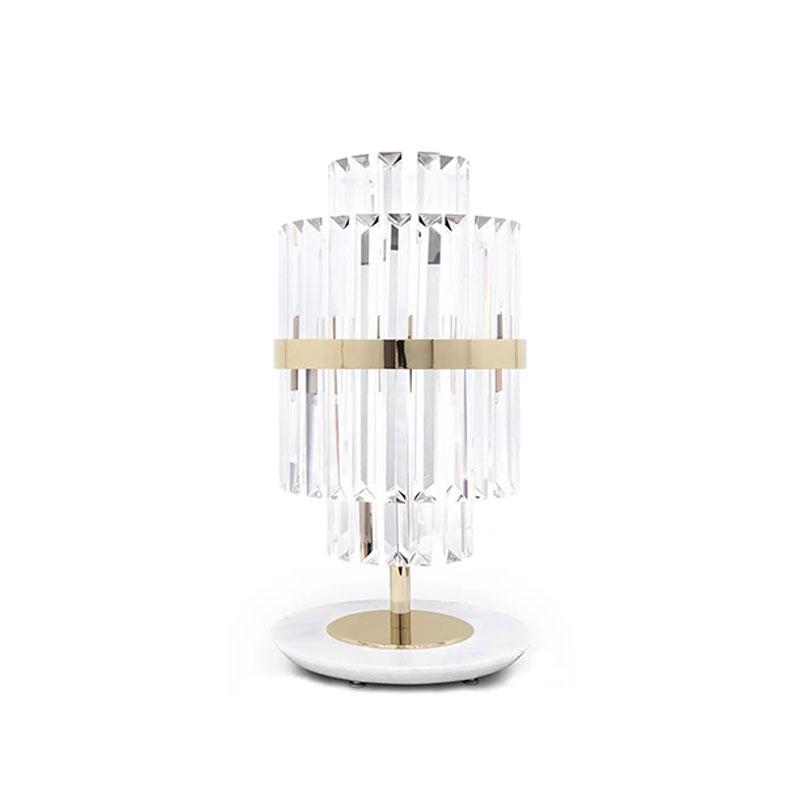 Stylish Crystal and Gold Table Lamp with Elegant Cylindrical Design, Ideal for Enhancing Modern Decor in Any Room