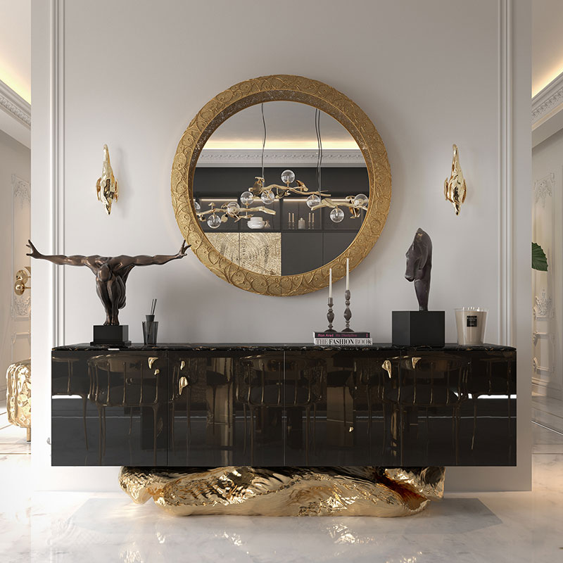Bestselling Laurent Black Gold Marble Sideboard – Multi-Functional Storage Cabinet for Entryways, Living Rooms, And Dining Areas