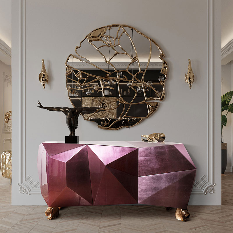 Italian Style Stainless Steel Living Room Sideboard – Fashionable Design Storage Cabinet for Villas And Dining Areas