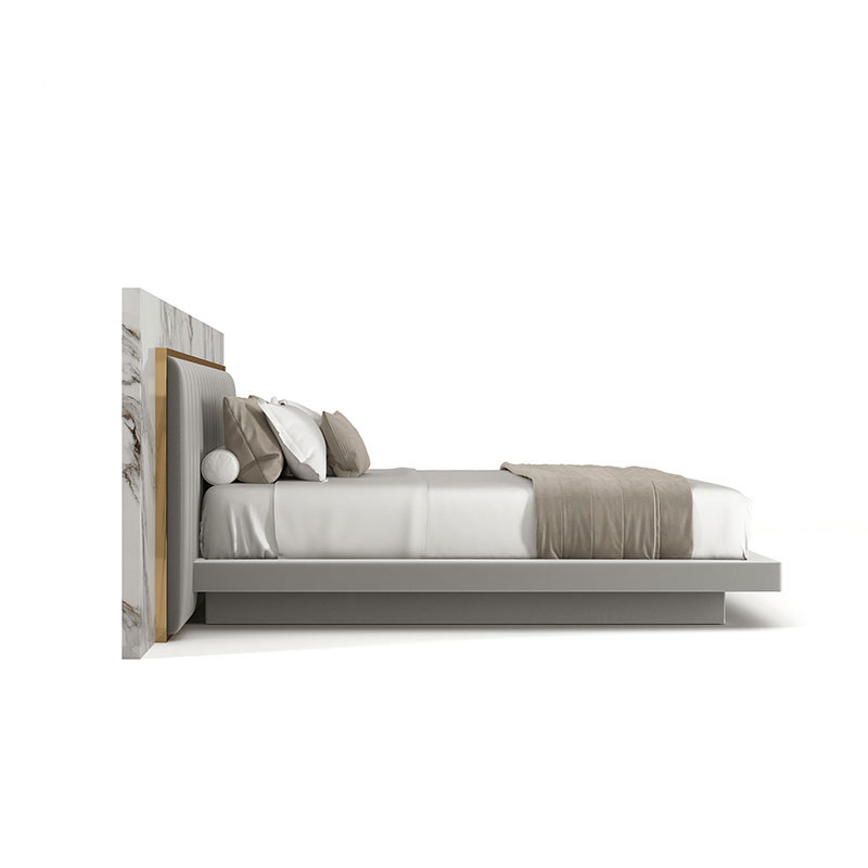 Modern Minimalist Tufted Headboard King Bed, Anti-Mite High-Elastic Comfort Bed for Villa Master Bedrooms