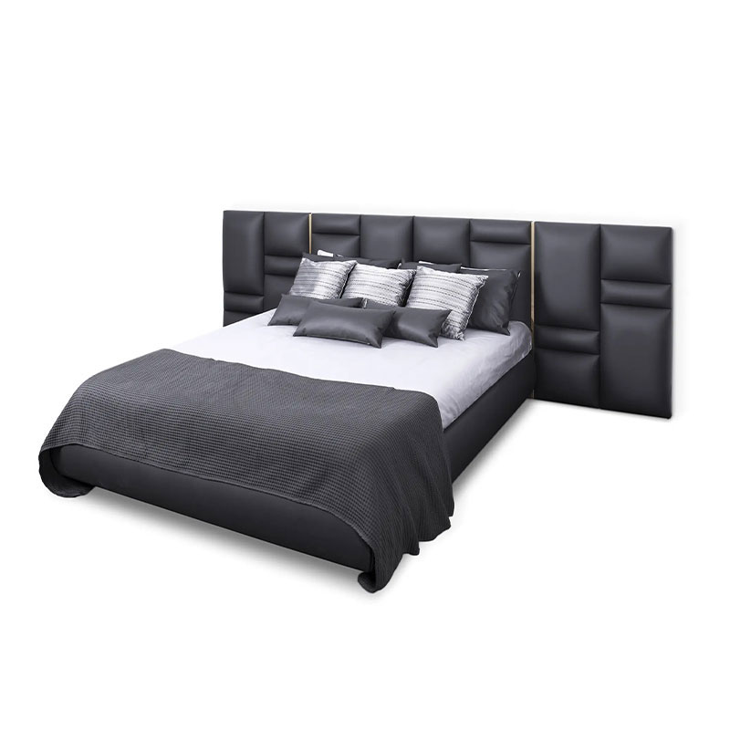 Hot-Selling Genuine Leather Upholstered King Bed, Luxury Soft-Padded Wooden Double Bed for Villa And Apartment Master Bedrooms
