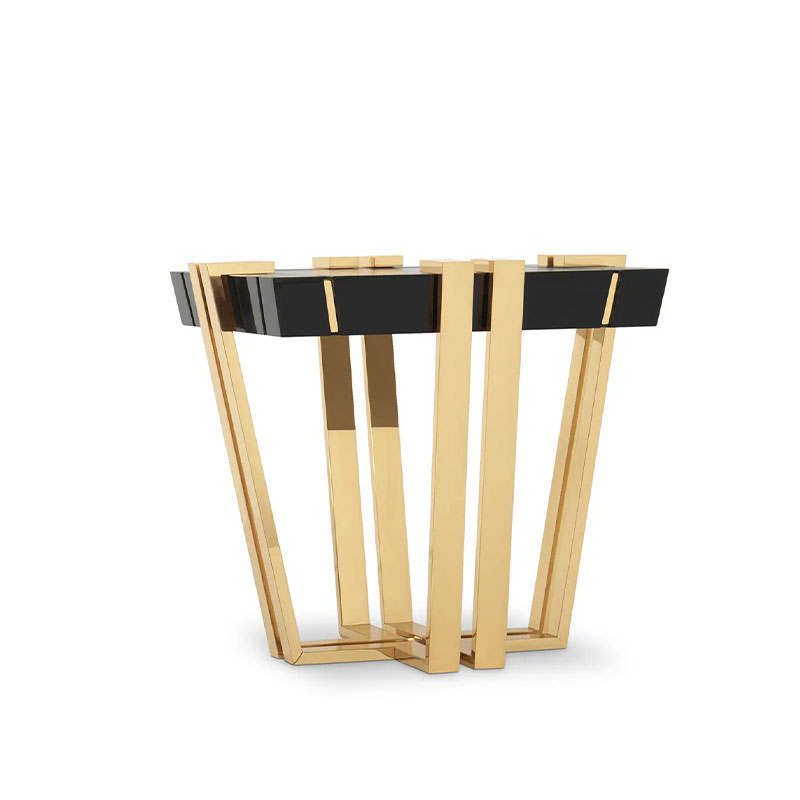Gold-Plated Stainless Steel Base Coffee Table with Marble Top, Designer Luxury Tea Table And Sofa Side Table for Living Room
