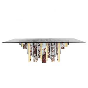 Modern Artistic Glass Dining Table, Luxurious Low-Key Kitchen Table for Multiple People, Ideal for Dining And Gatherings