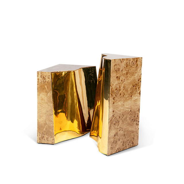 Luxurious Gold Stainless Steel Coffee Table with Root Design – Modern Nordic Style Center Table, Elegant Living Room Accent, Perfect for Sofa Side Use