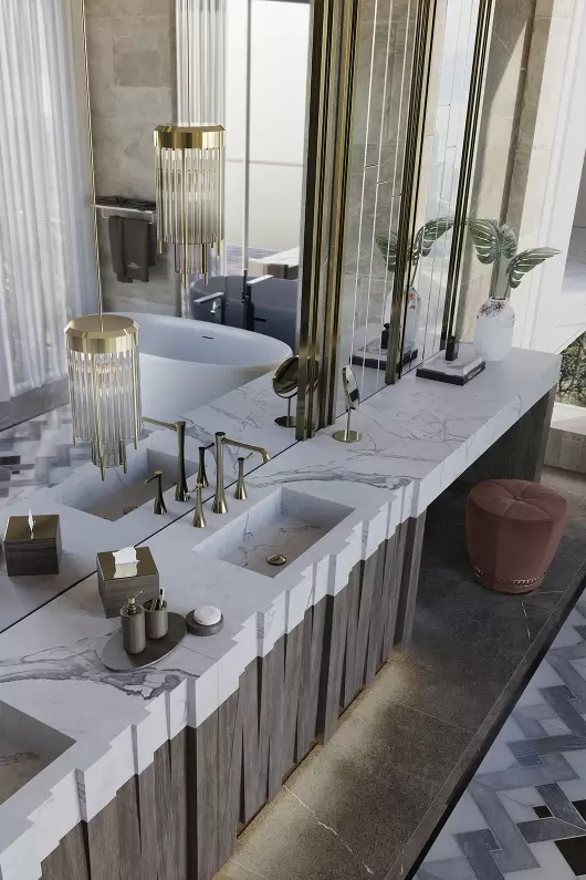 Modern Pendant Lamp in Crystal Glass And Gold-Plated Brass Inspired by Lighthouse Architecture