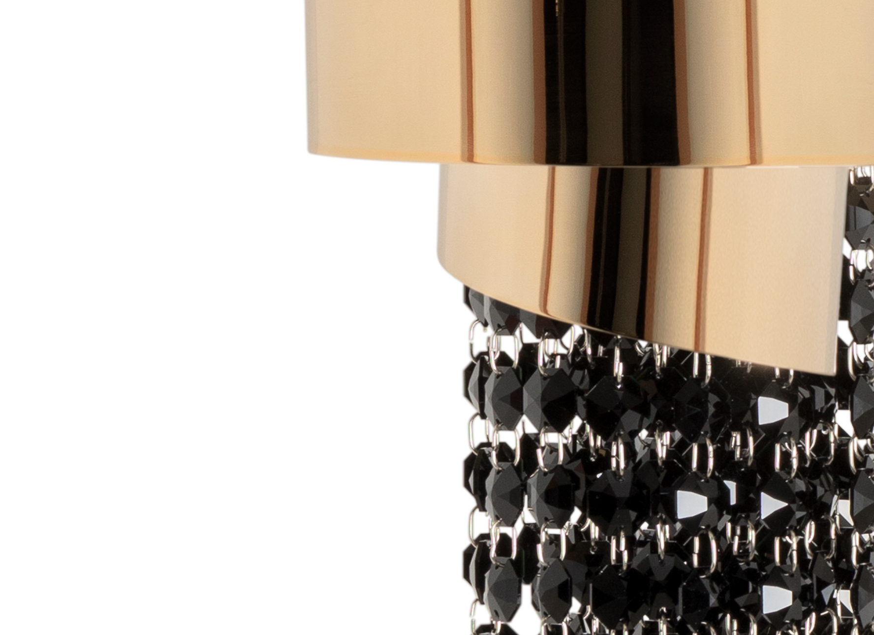 Architectural-Inspired Pendant Lamp with Black Crystals And Gold-Plated Brass for Modern Luxury