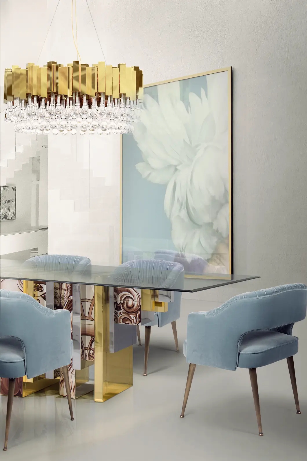 Chic Gold And Crystal Pendant Light with Contemporary Layered Design, Ideal for Enhancing Elegance in Living Rooms And Dining Spaces