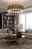 Luxurious Gold And Clear Glass Pendant Light with Modern Layered Design, Perfect for Enhancing Style in Dining Rooms And Contemporary Spaces