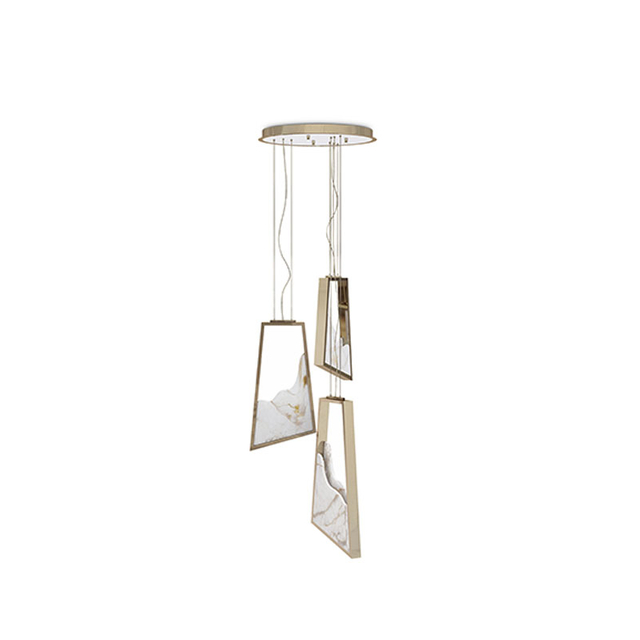 Contemporary Gold And Glass Pendant Light with Artistic Geometric Design, Ideal for Adding A Modern Touch To Dining Areas And Living Spaces