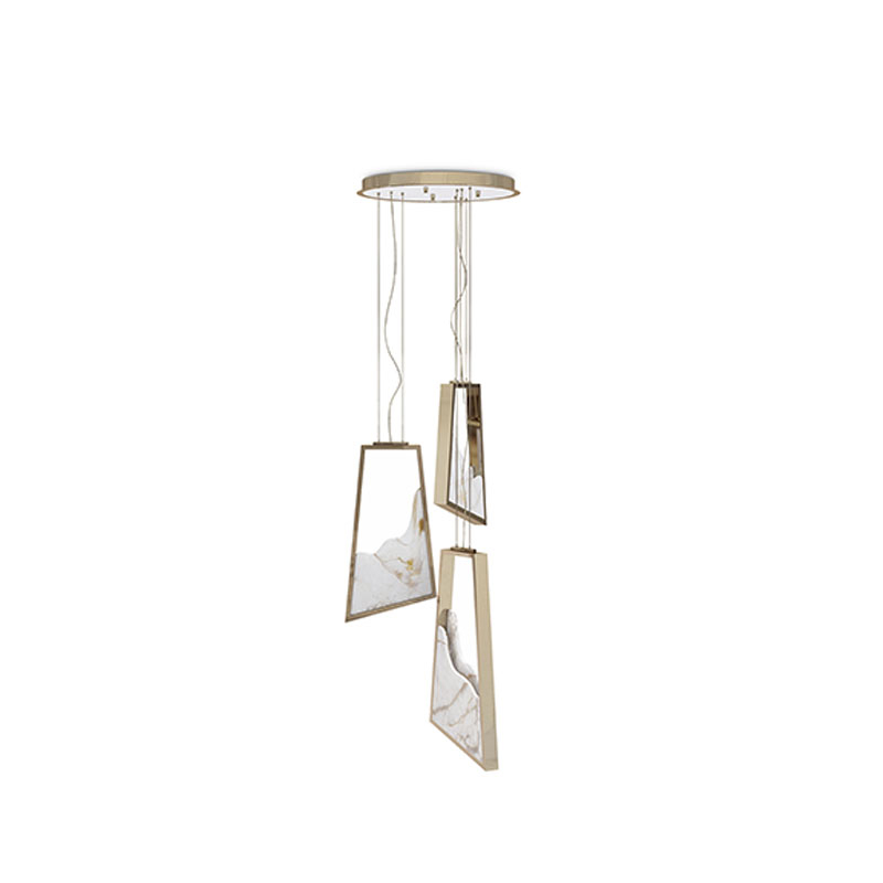 Contemporary Gold And Glass Pendant Light with Artistic Geometric Design, Ideal for Adding A Modern Touch To Dining Areas And Living Spaces