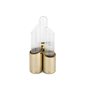 Contemporary Gold and Clear Glass Table Lamp with Unique Sculptural Design, Perfect for Adding a Modern Touch to Any Room