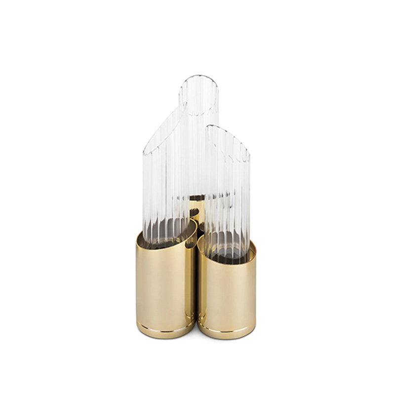 Contemporary Gold and Clear Glass Table Lamp with Unique Sculptural Design, Perfect for Adding a Modern Touch to Any Room