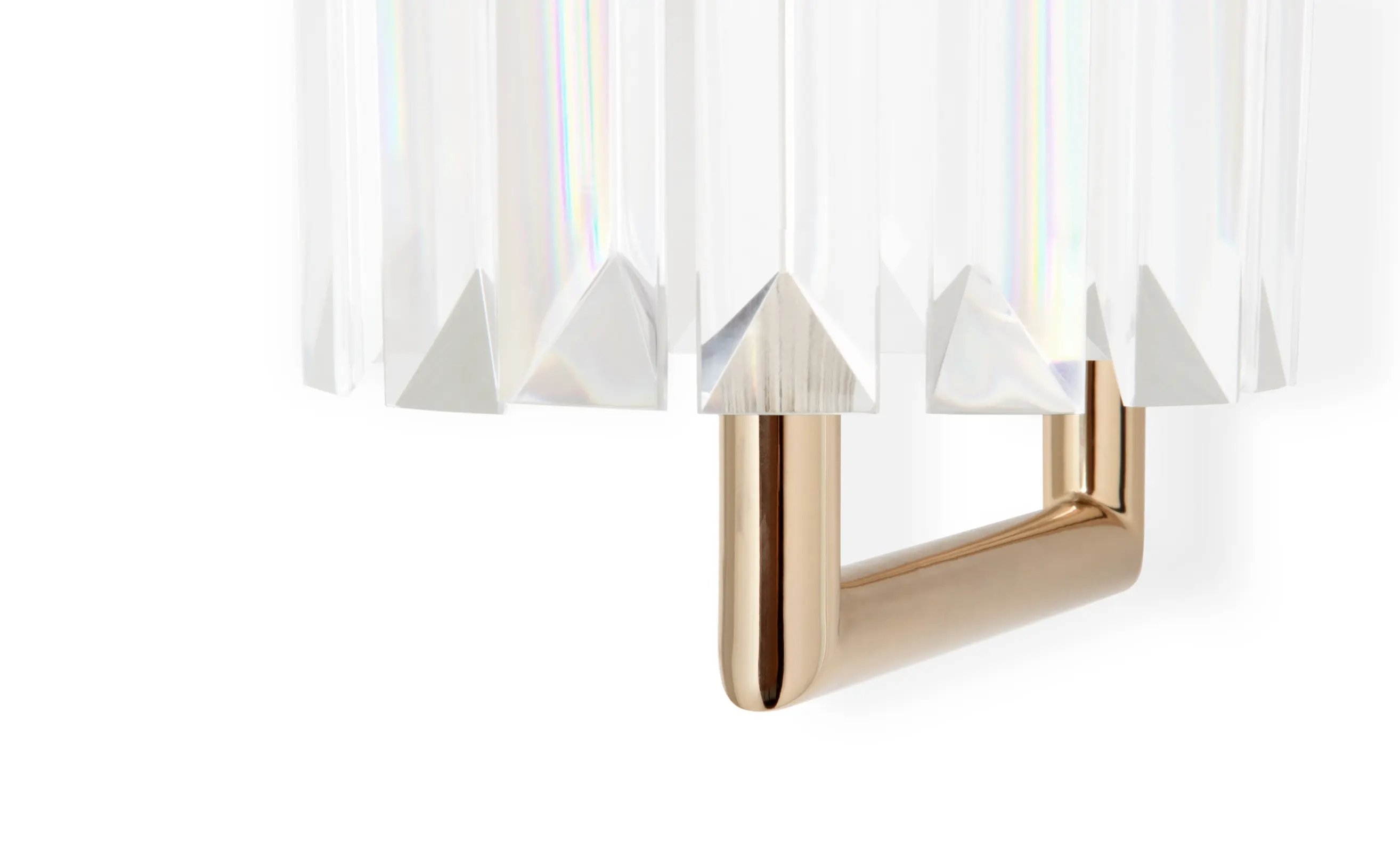 Contemporary Clear Crystal Wall Sconce with Gold Accent Bands, Ideal for Enhancing Modern And Luxurious Decor