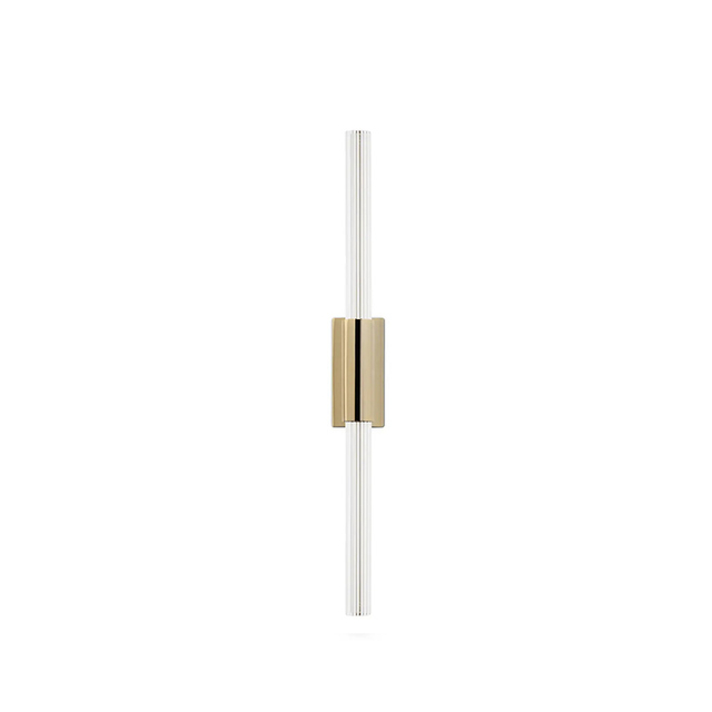 Minimalist Vertical Glass Tube Wall Sconce with Brass Fixture – Sleek Modern Lighting for Hallways and Bedrooms