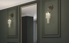 Luxury Round Marble Base Wall Light with Golden Rod and Crystal Tubes