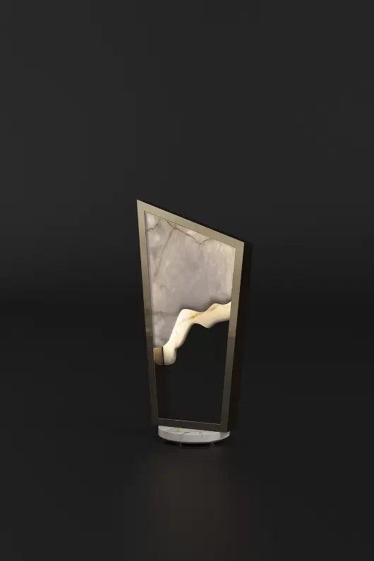 Contemporary Gold And Marble Table Lamp with Artistic Geometric Design, Perfect for Adding Elegance To Desks And Living Areas