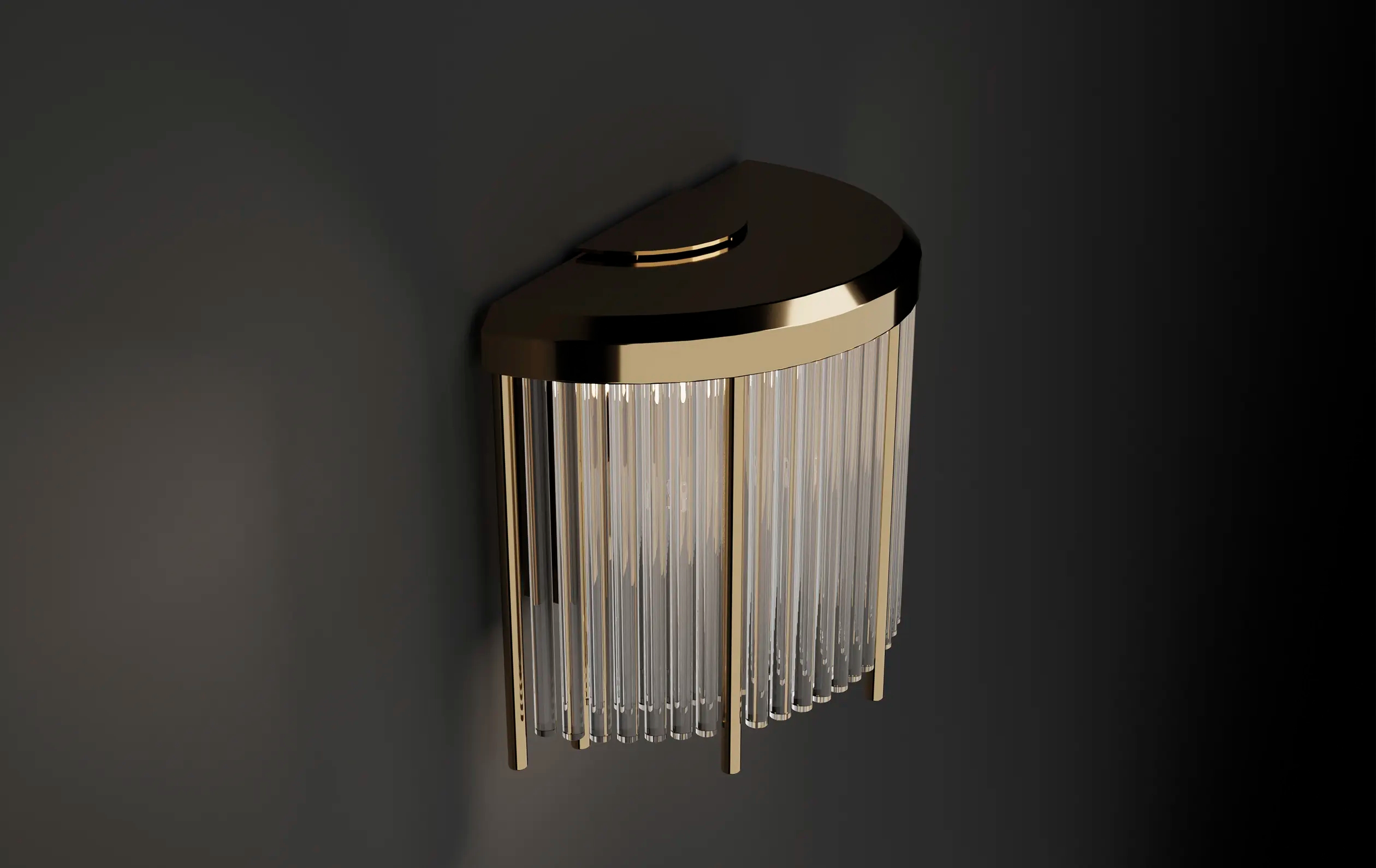 Contemporary Wall Sconce with Vertical Crystal Rods And Polished Gold Finish - Elegant Lighting Fixture for Modern Home Decor