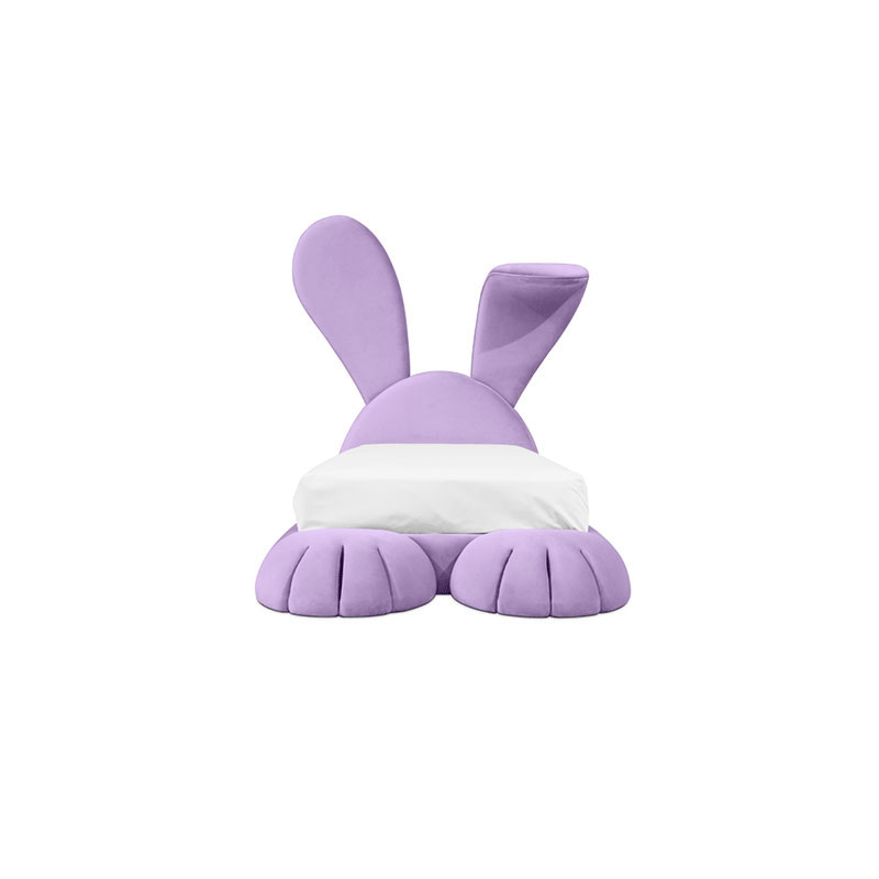 Dreamy Rabbit Bed for Princess Bedrooms – High-Elastic Sponge And Solid Wood Frame Silent Anti-Mite Flat Bed for Girls