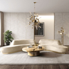 Factory Direct Luxury Wooden Round Coffee Table with Gold Foil Inlay – Sofa End Table for Villa Living Room