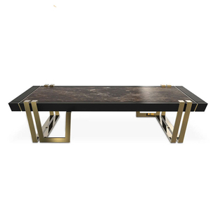 Wholesale Hot-Selling Black And White Marble Coffee Table with Gold-Plated Stainless Steel, Sofa Side Table And Corner Table for Living Room