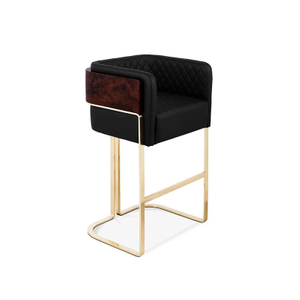  Title: Factory Direct Luxury Copper-Back Solid Wood Bar Stool with Upholstered Seat, Ideal for KTV, Bars, Villas, Kitchens, And Restaurants