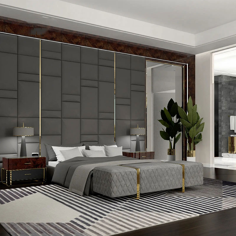 Hot-Selling Genuine Leather Upholstered King Bed, Luxury Soft-Padded Wooden Double Bed for Villa And Apartment Master Bedrooms