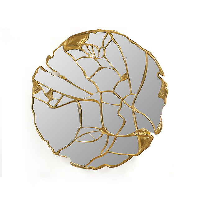 Cross-Border Luxury Copper Bathroom Mirror, High-Definition Wall-Mounted Entryway Mirror, Feng Shui Decorative Mirror for Living Room And Villa Corridor