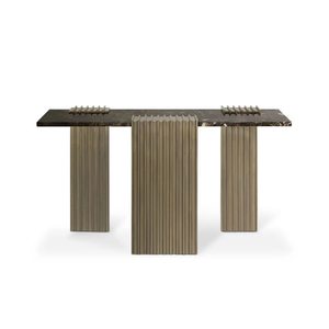 Luxury Villa Marble Top Console Table with Gold-Plated Stainless Steel Frame, Decorative Entryway Table for Living Room, Hotel, And Garden