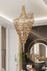 Elegant Heart-Shaped Chandelier with Cascading Golden Leaves And Textured Fringe for Artistic Home Lighting