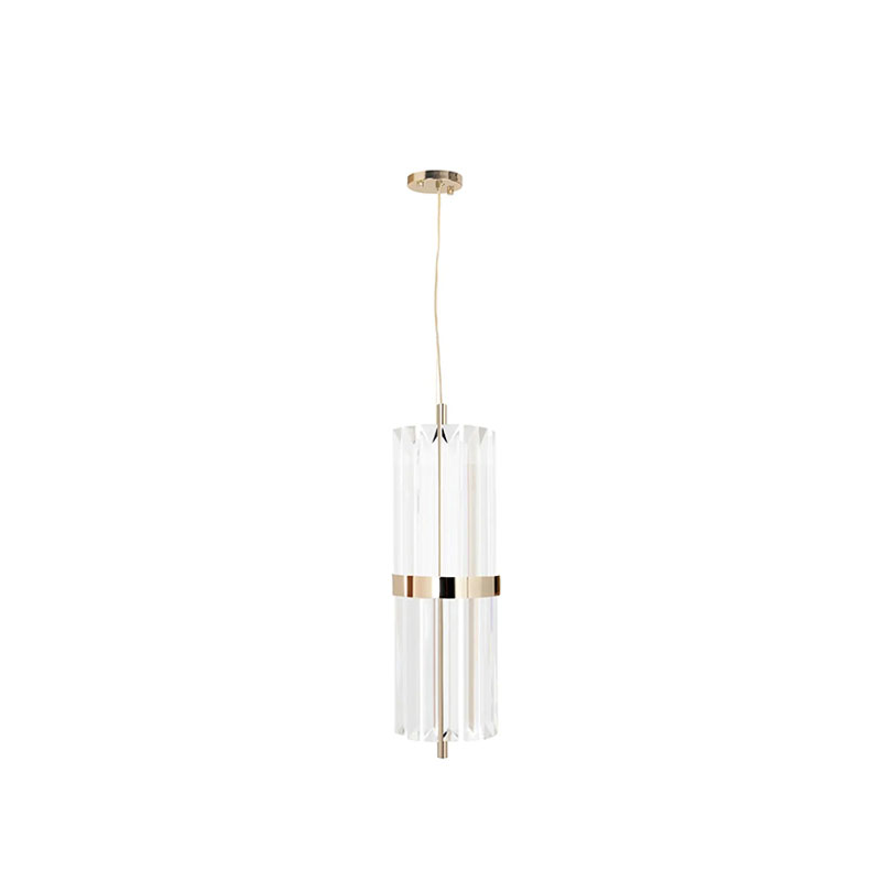Elegant Small Pendant Lamp Inspired by Iconic Architecture with Crystal Glass And Gold-Plated Brass