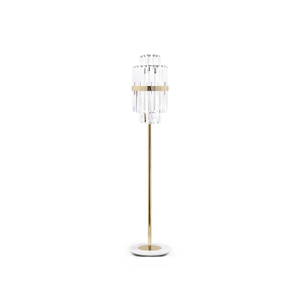 Chic Crystal Floor Lamp with Gold Accents And Geometric Design for Luxurious Home Lighting