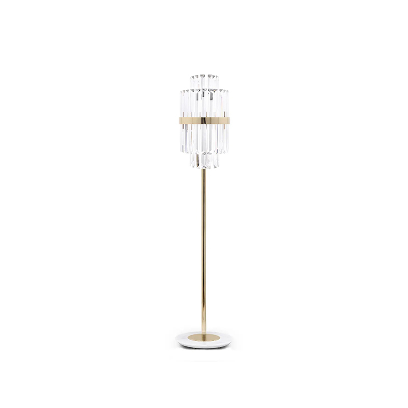 Chic Crystal Floor Lamp with Gold Accents And Geometric Design for Luxurious Home Lighting