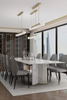 Sleek Gold And Marble Pendant Light with Minimalist Design, Perfect for Enhancing Modern Dining Areas And Contemporary Spaces