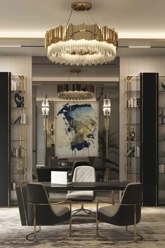 Stylish Gold And Crystal Pendant Light with Modern Triangular Design, Perfect for Adding Elegance To Dining Rooms And Living Spaces